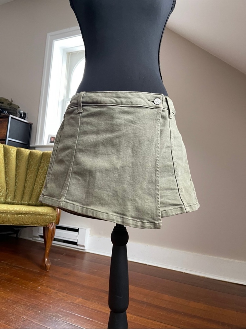SO Olive Green Wrap-Front Skort